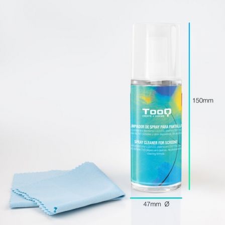 TOOQ Kit Limpiador de Pantallas 150ml con Paño de Microfibra